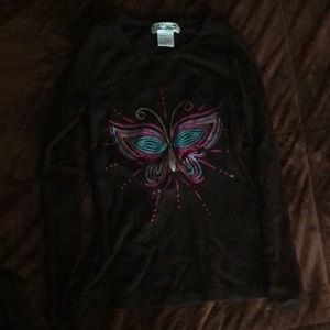 New blue heart top with children’s place Capri pants in size 10/12